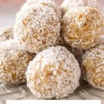 Pinterest image with photo of Pear Bliss Balls.