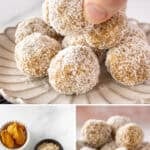 Pinterest image with photos of Pear Bliss Balls.