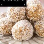 Pinterest image with photo of Pear Bliss Balls.