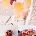 Pinterest image with photos of Strawberry Prosecco.
